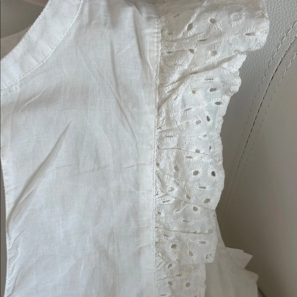 Steve Madden Off White Ruffle Sleeveless Eyelet Dress